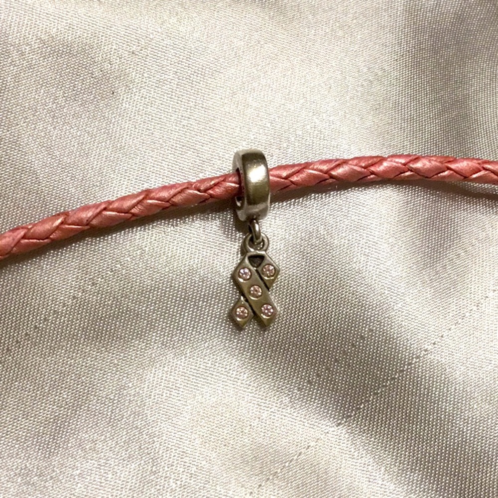 Pandora Pink Rhinestone Ribbon Charm - Picture 2 of 6